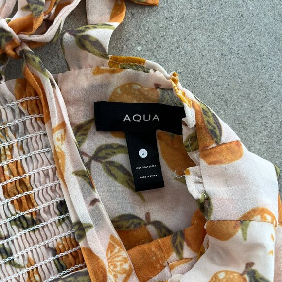 Aqua Lemon Print Tie Strap Mini Dress Size Small - Picture 8 of 8